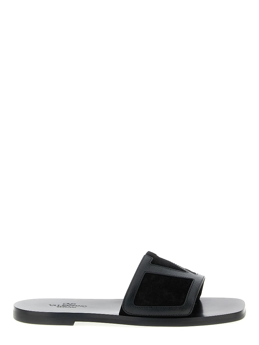 Black Calfskin Slides