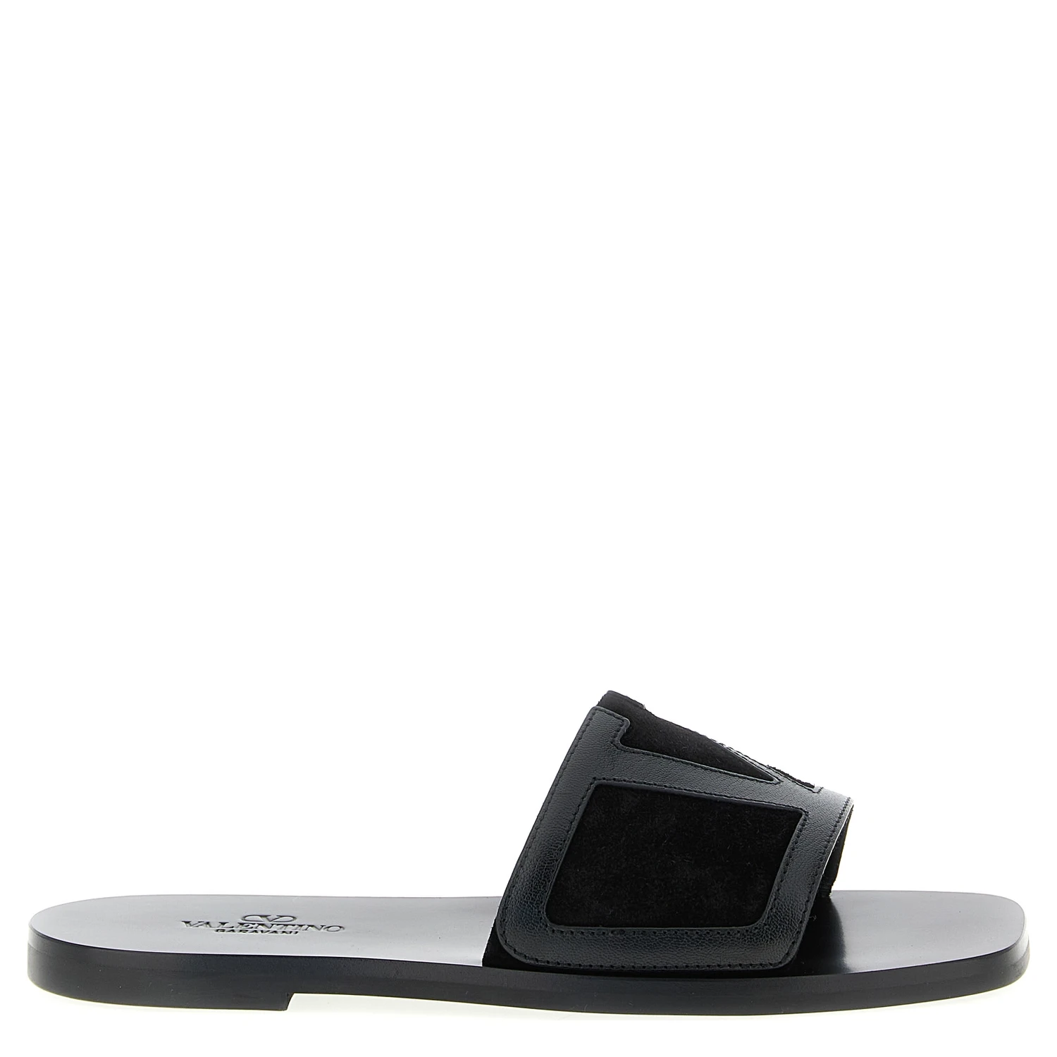 Black Calfskin Slides