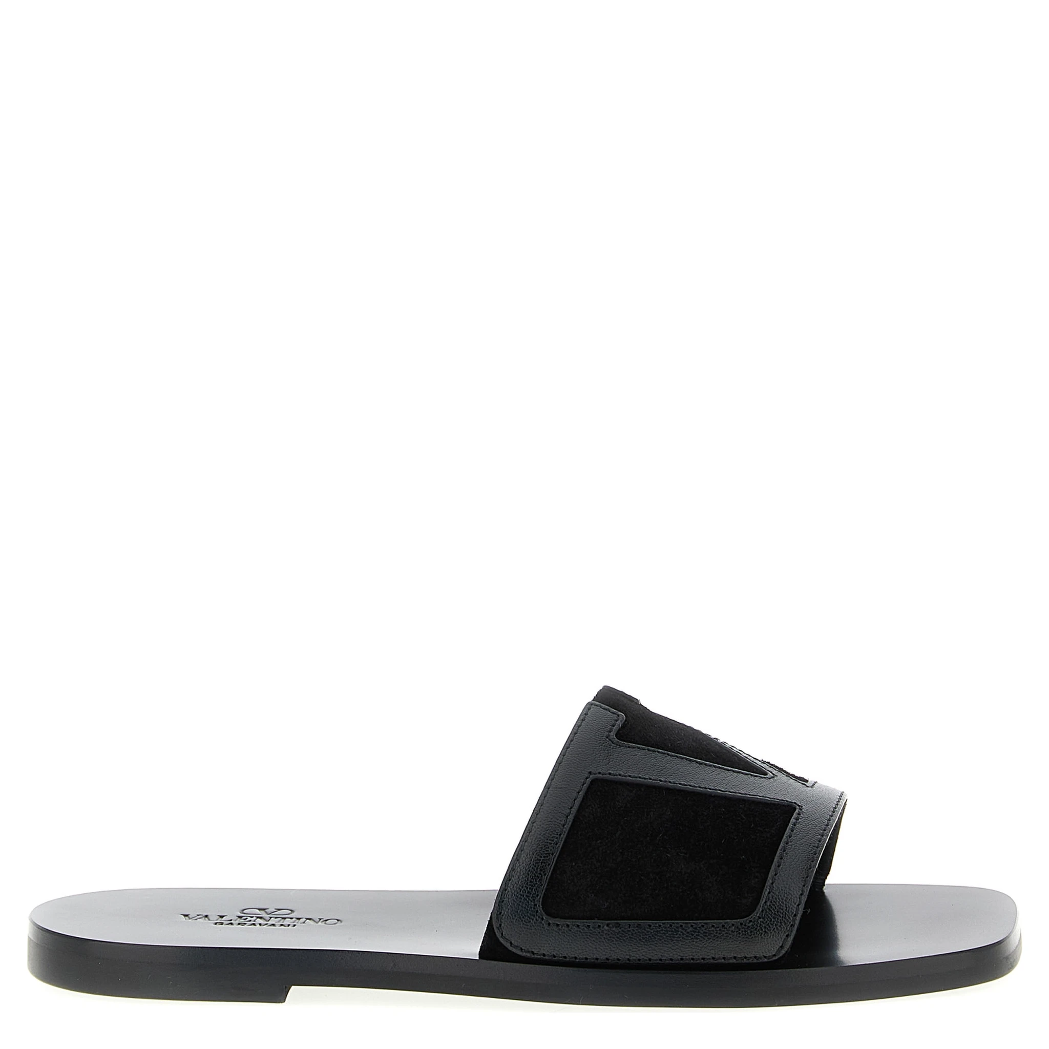 Black Calfskin Slides