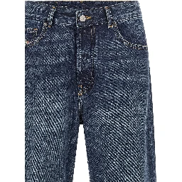 Blue Cotton Straight-Leg Jeans