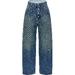 Blue Cotton Straight-Leg Jeans
