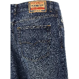 Blue Cotton Straight-Leg Jeans