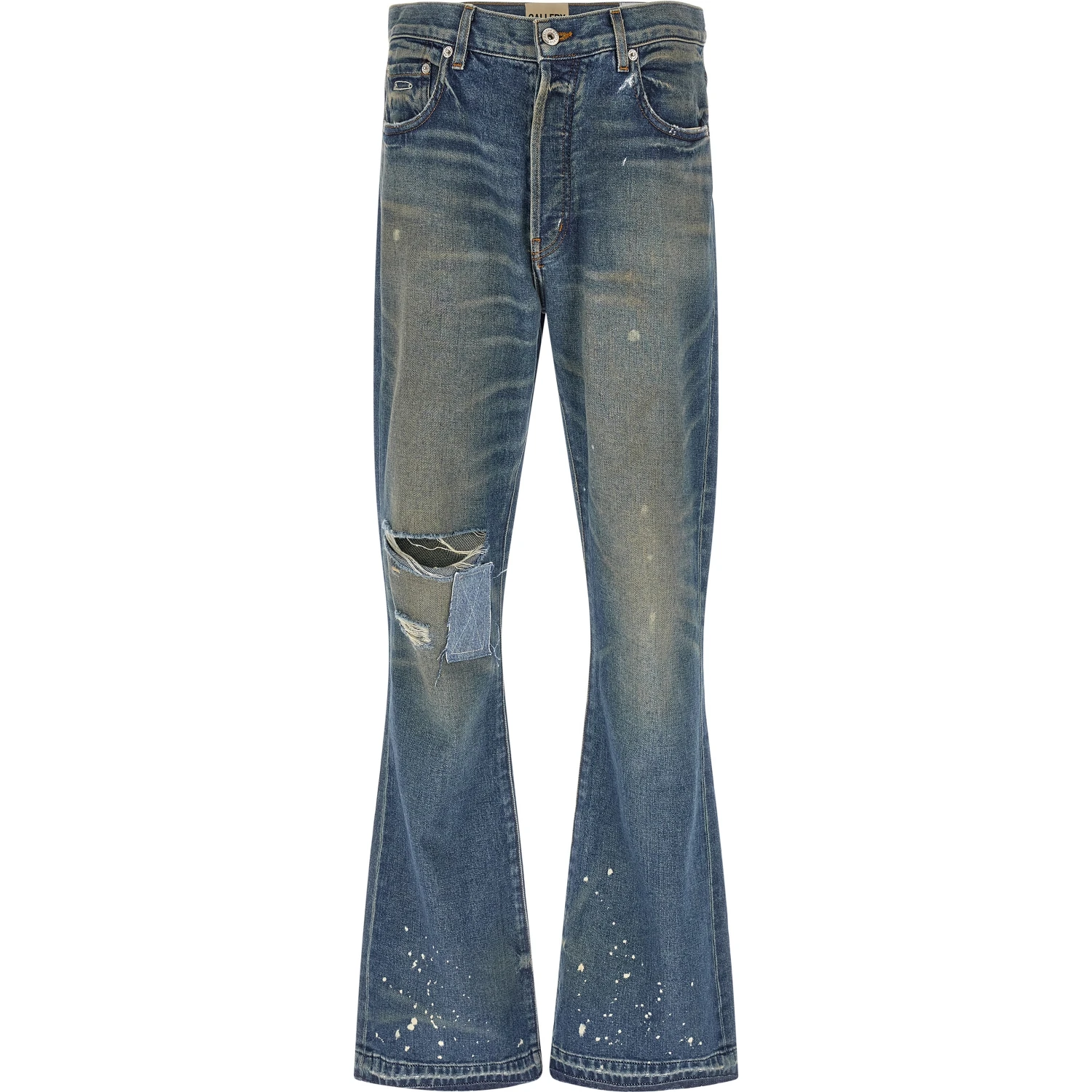 Blue Cotton Flared Jeans