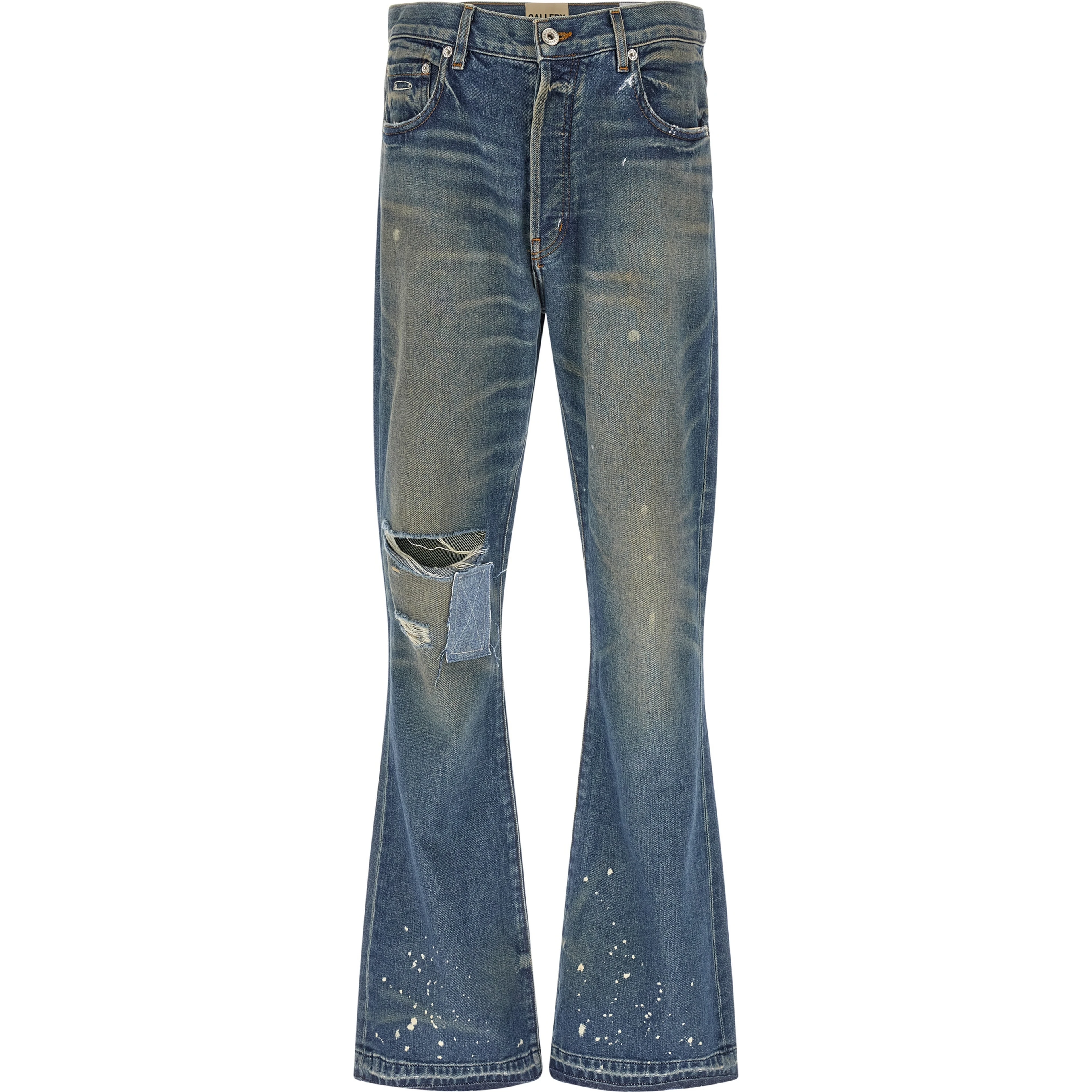Blue Cotton Flared Jeans