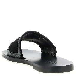 Black Calfskin Slides