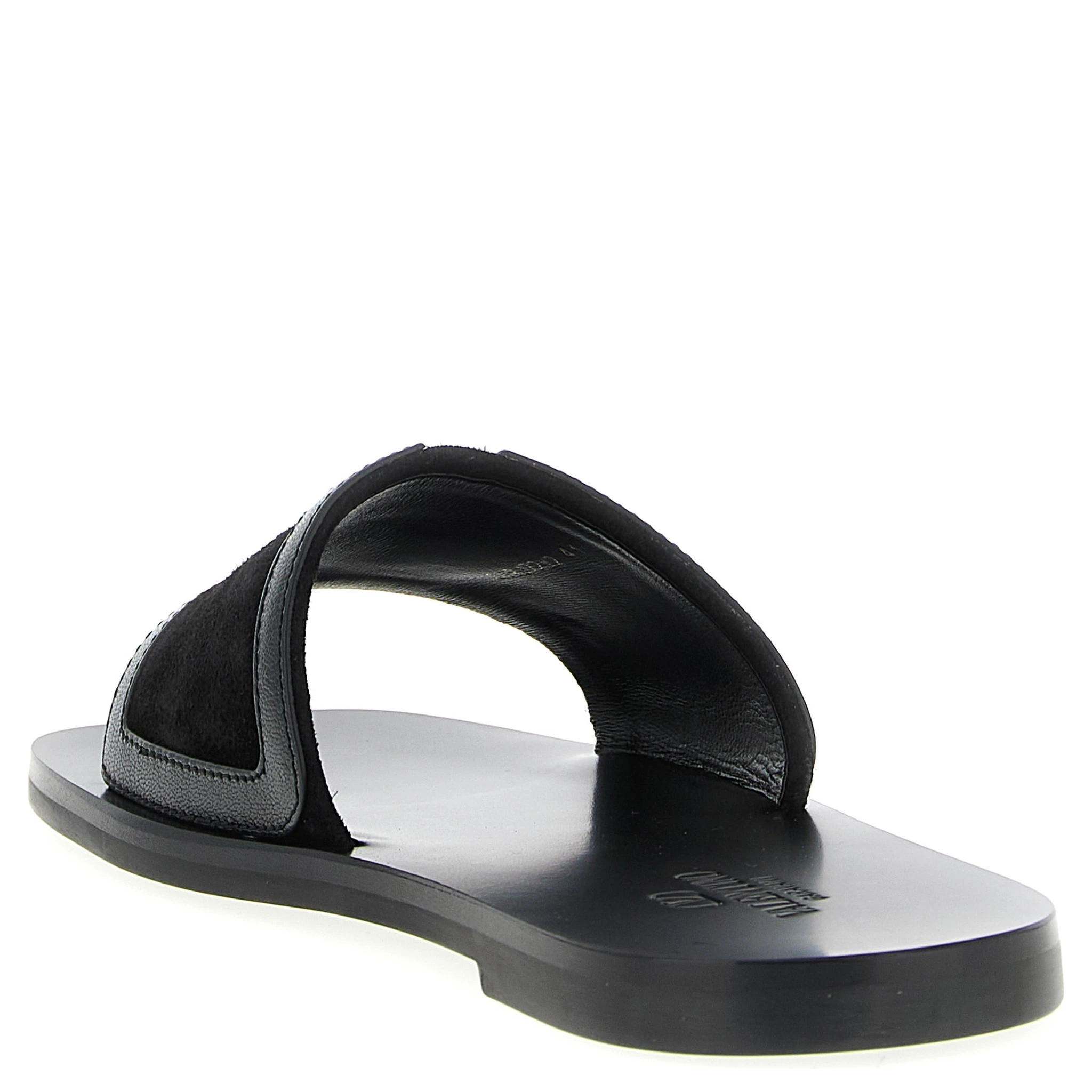 Black Calfskin Slides