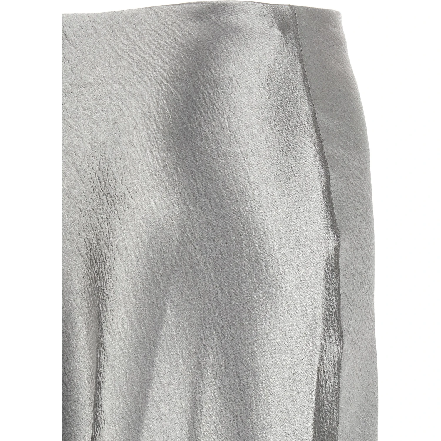 Gray Polyester Midi Skirt