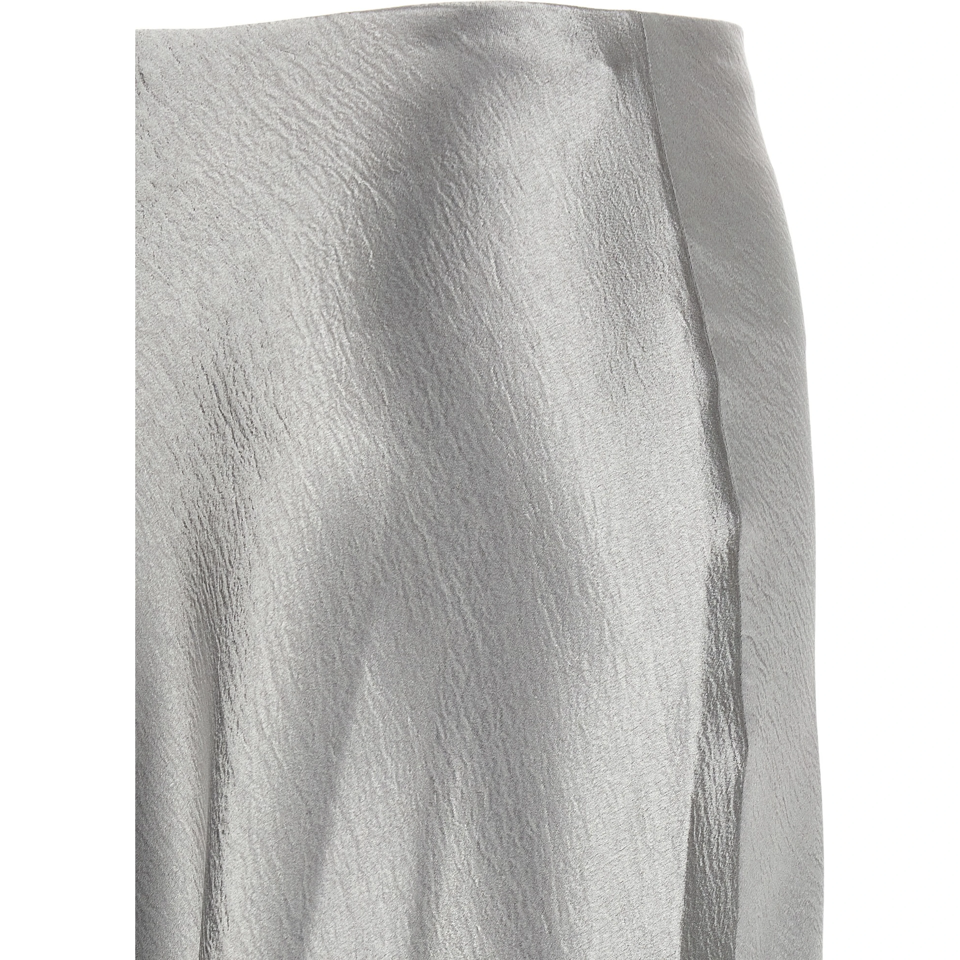 Gray Polyester Midi Skirt