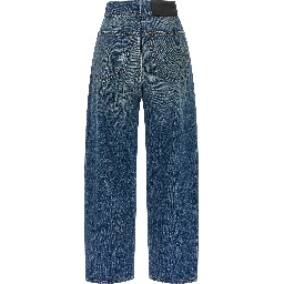 Blue Cotton Straight-Leg Jeans