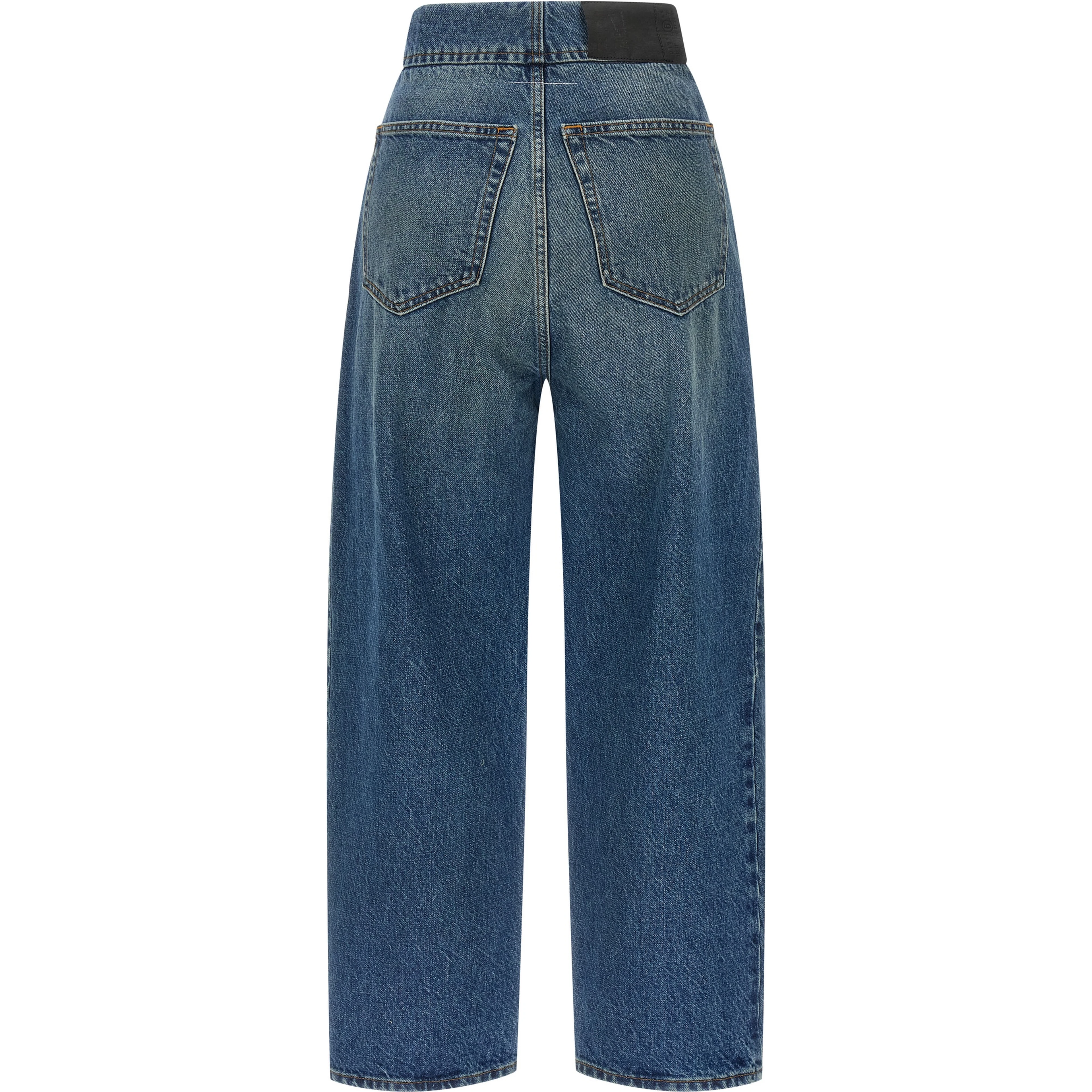 Blue Cotton Straight-Leg Jeans