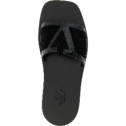 Black Calfskin Slides