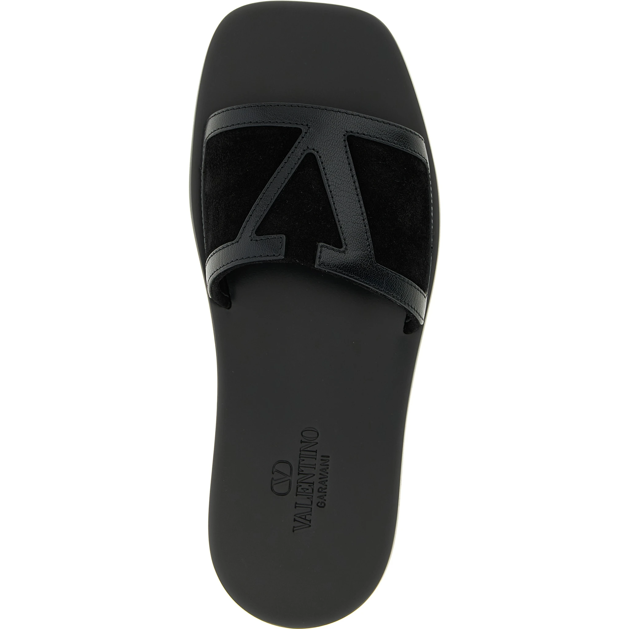 Black Calfskin Slides