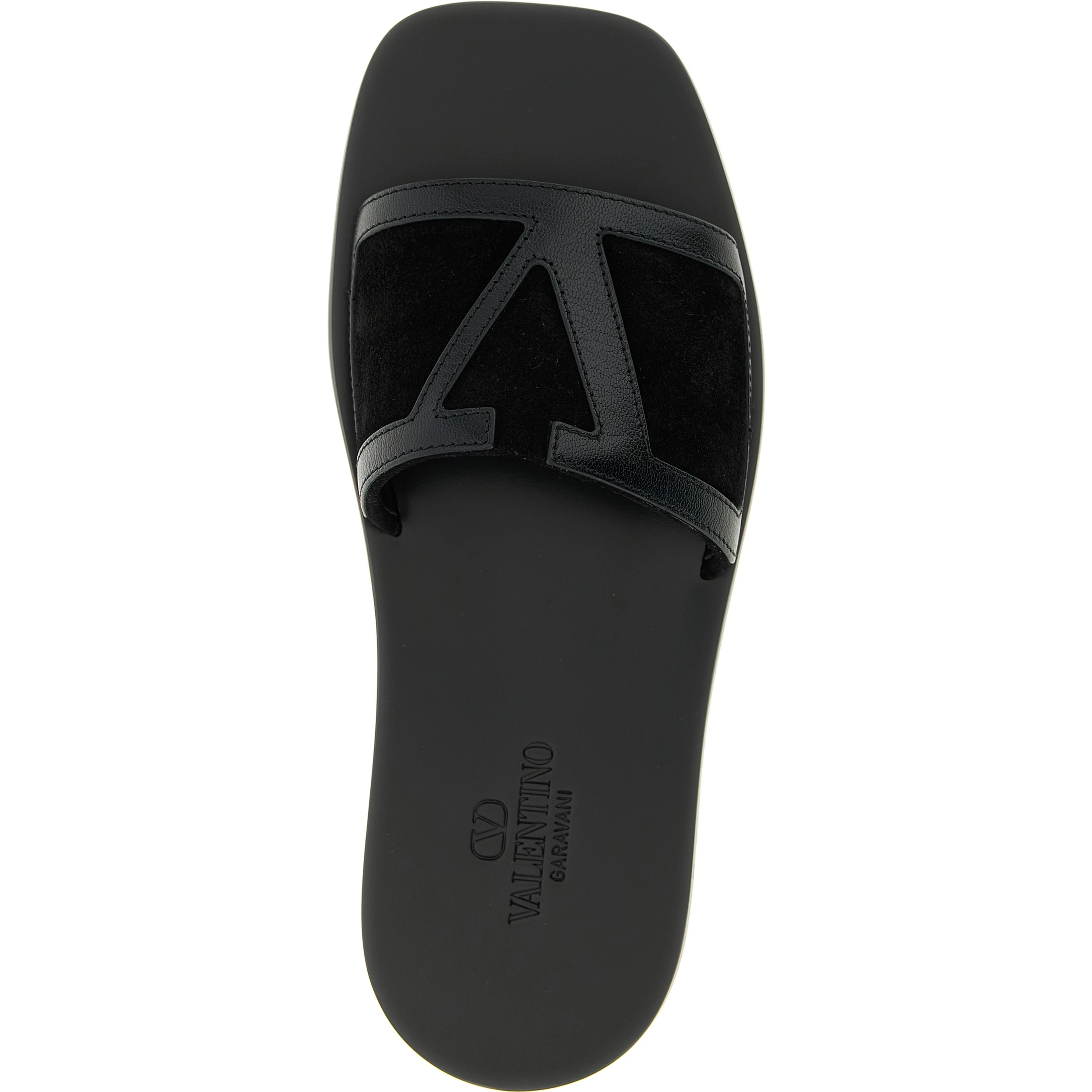 Black Calfskin Slides