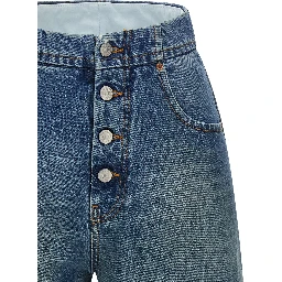 Blue Cotton Straight-Leg Jeans