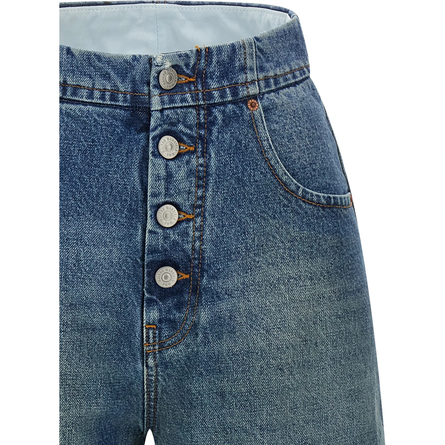 Blue Cotton Straight-Leg Jeans