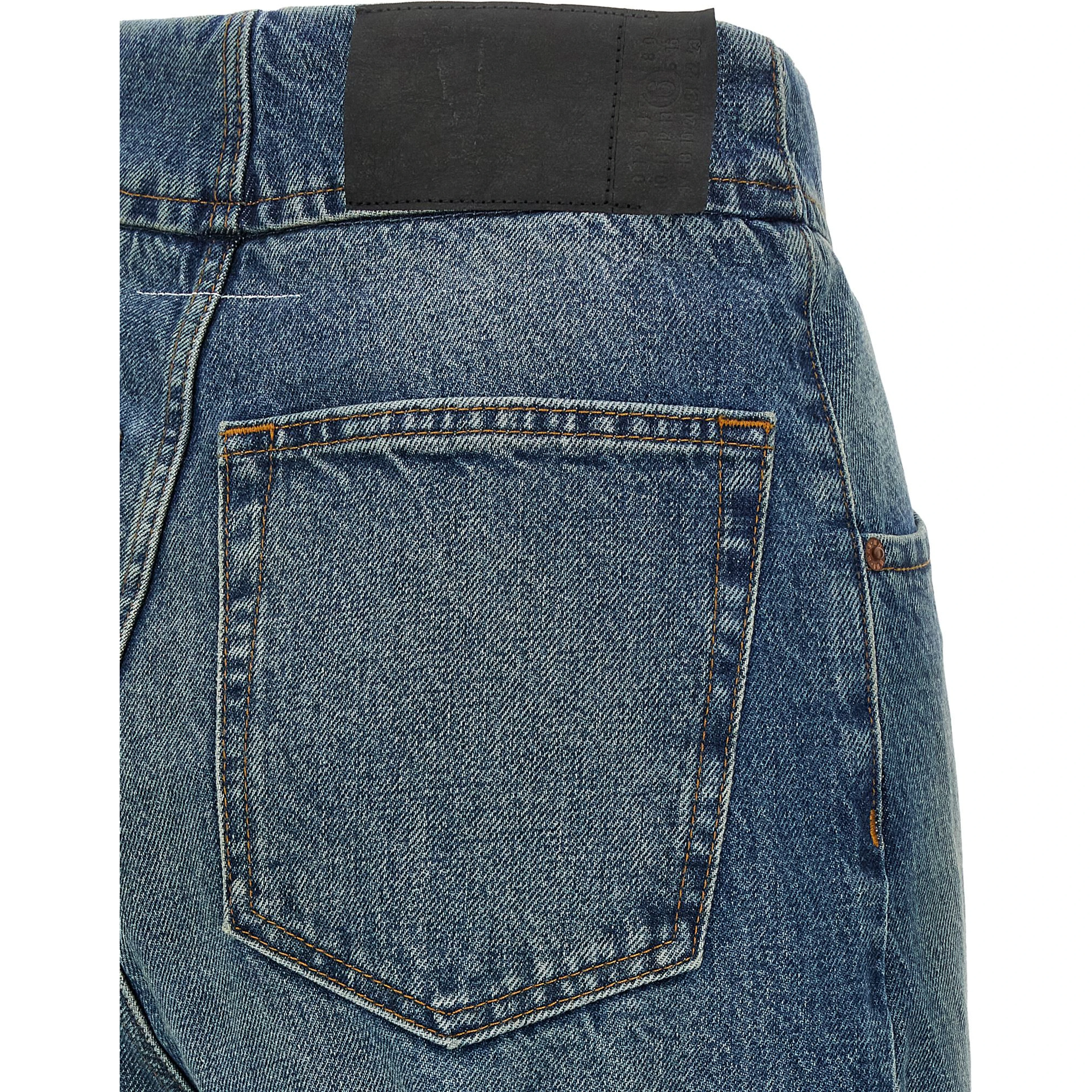 Blue Cotton Straight-Leg Jeans