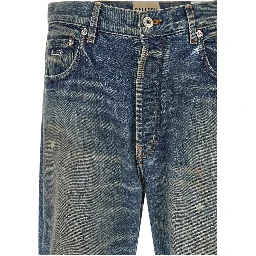 Blue Cotton Flared Jeans