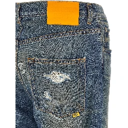 Blue Cotton Flared Jeans