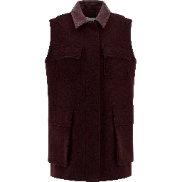 Bordeaux Virgin Wool Sleeveless Jacket