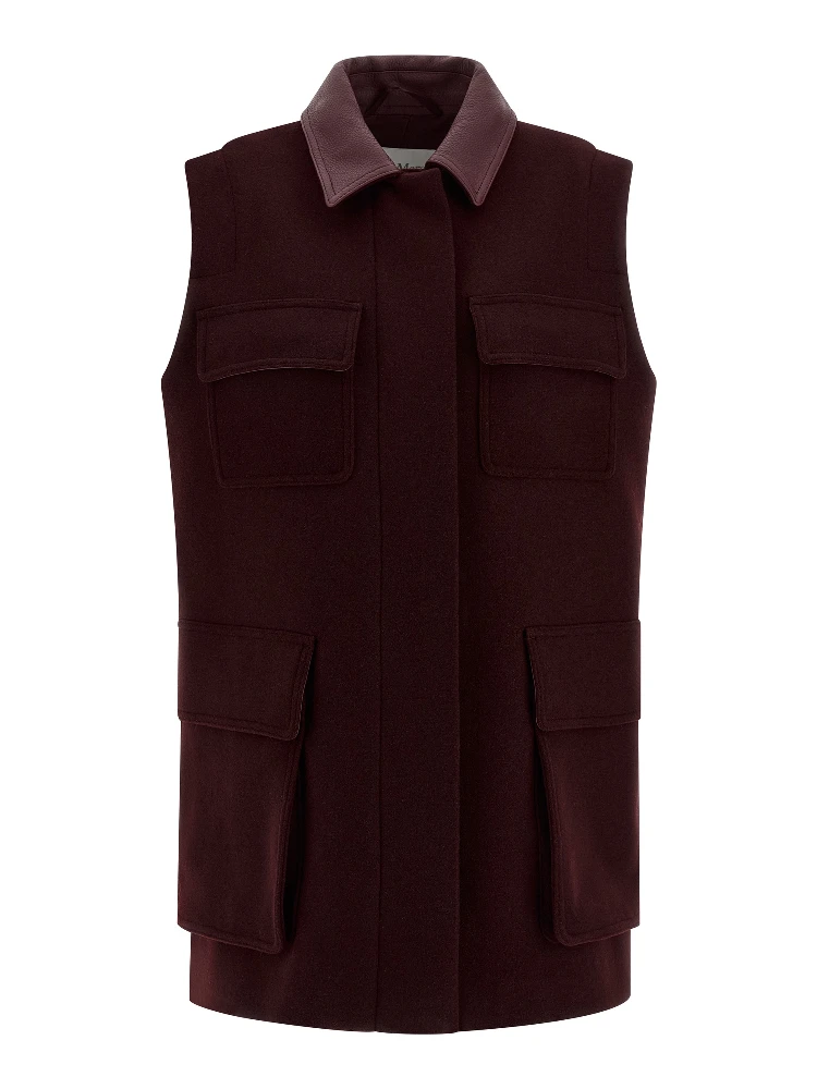 Bordeaux Virgin Wool Sleeveless Jacket