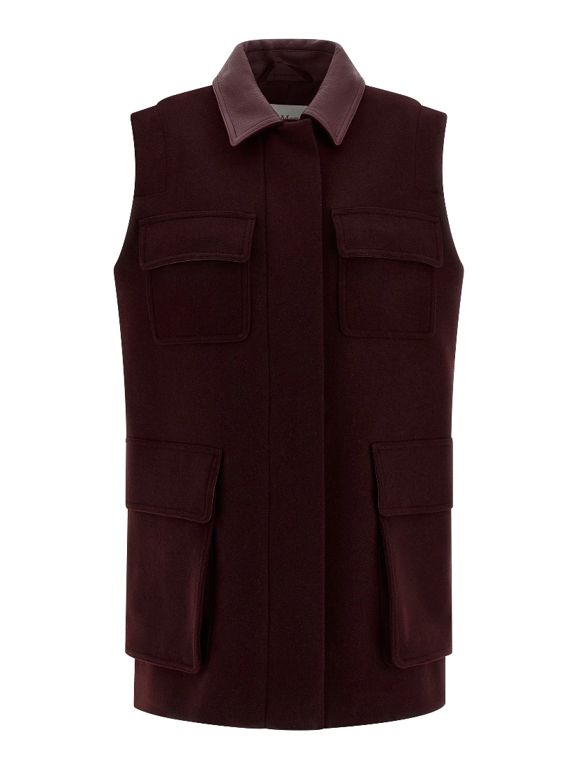 Bordeaux Virgin Wool Sleeveless Jacket