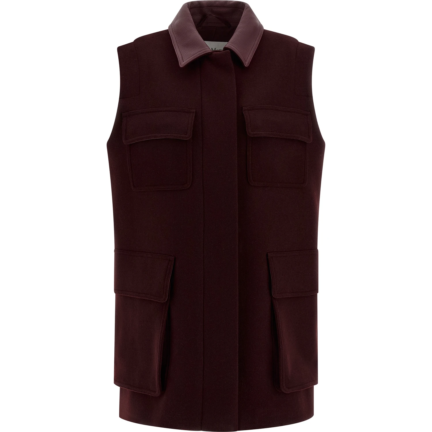 Bordeaux Virgin Wool Sleeveless Jacket