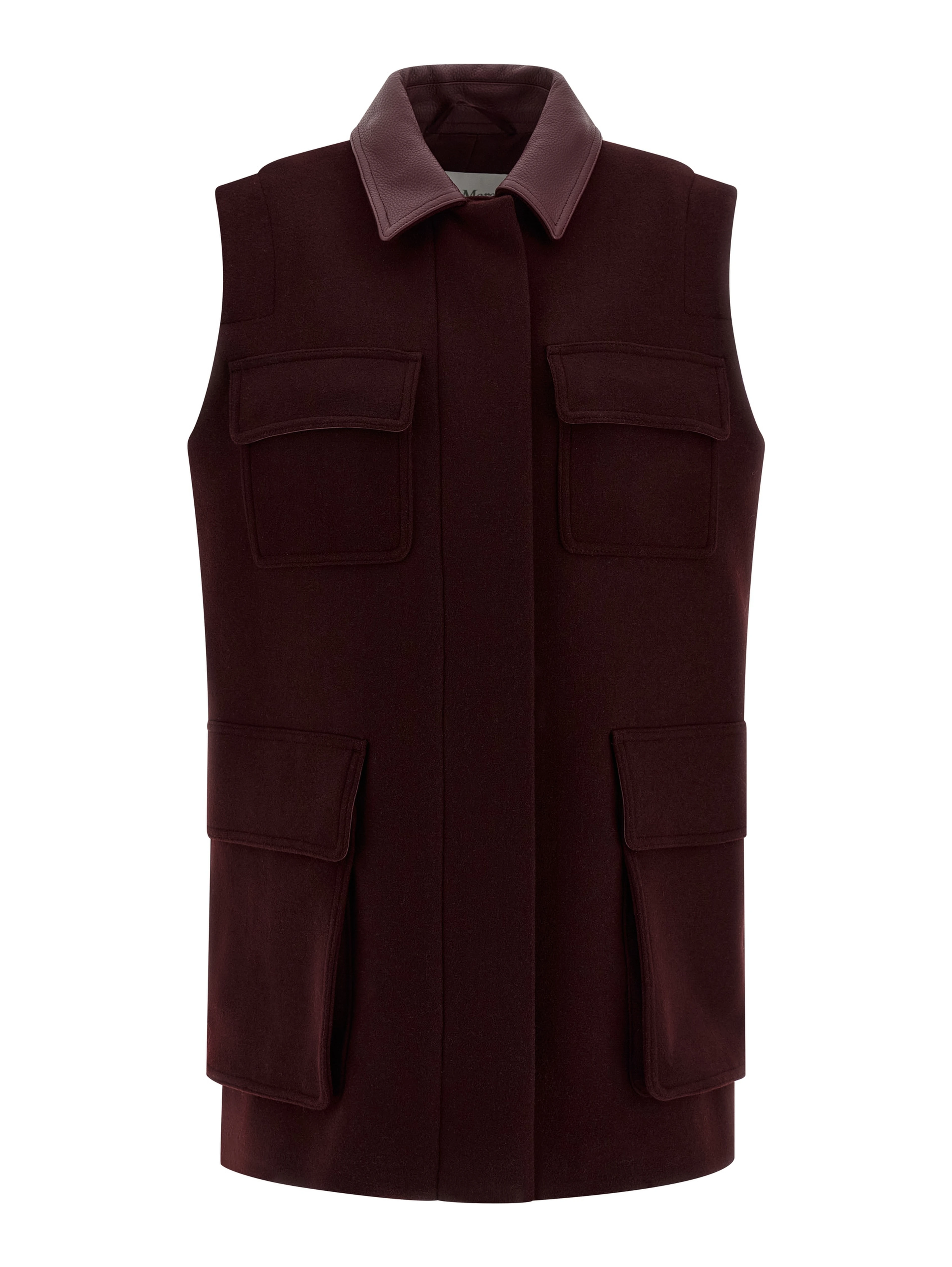 Bordeaux Virgin Wool Sleeveless Jacket