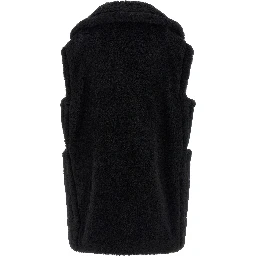Black Alpaca Leather Sleeveless Jacket