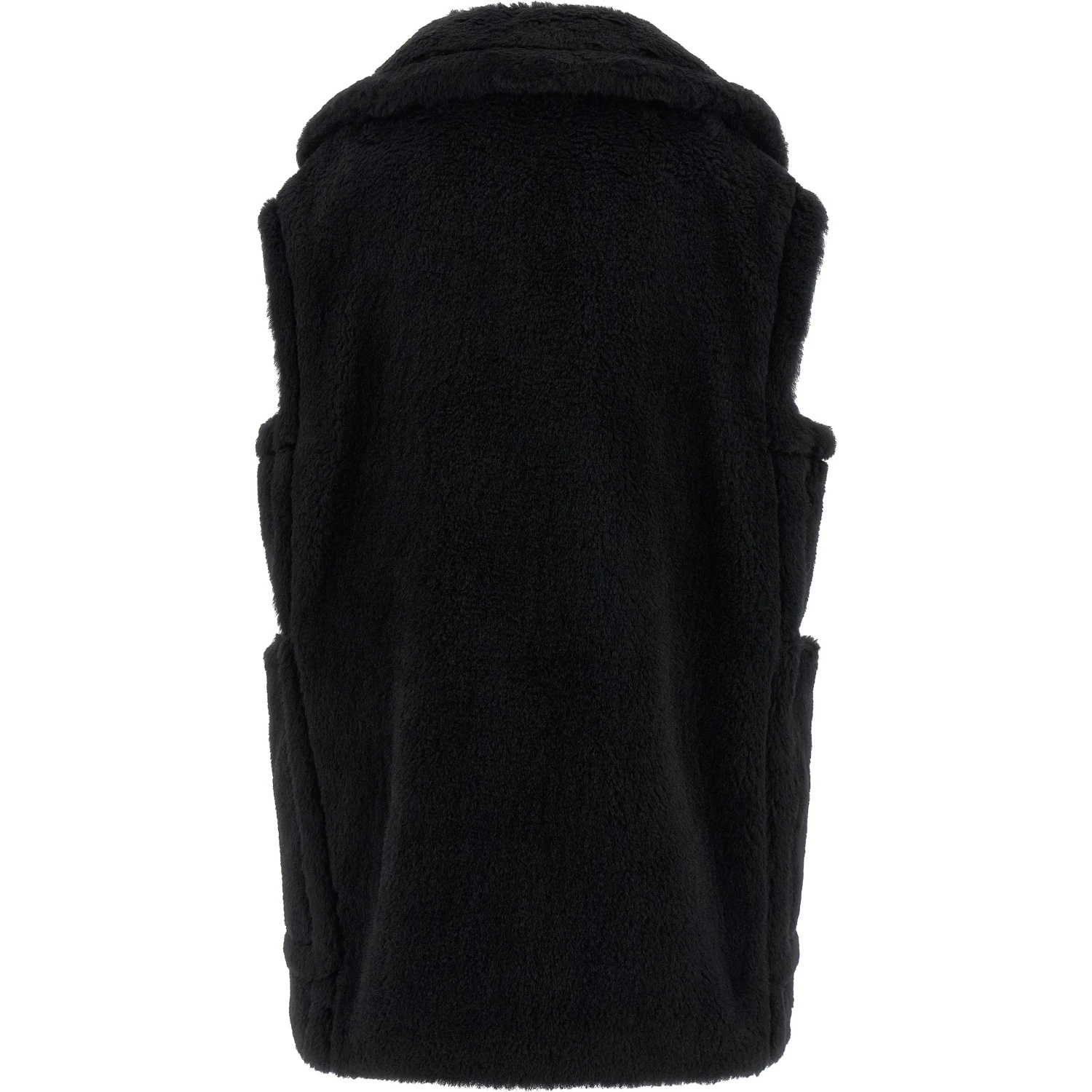 Black Alpaca Leather Sleeveless Jacket