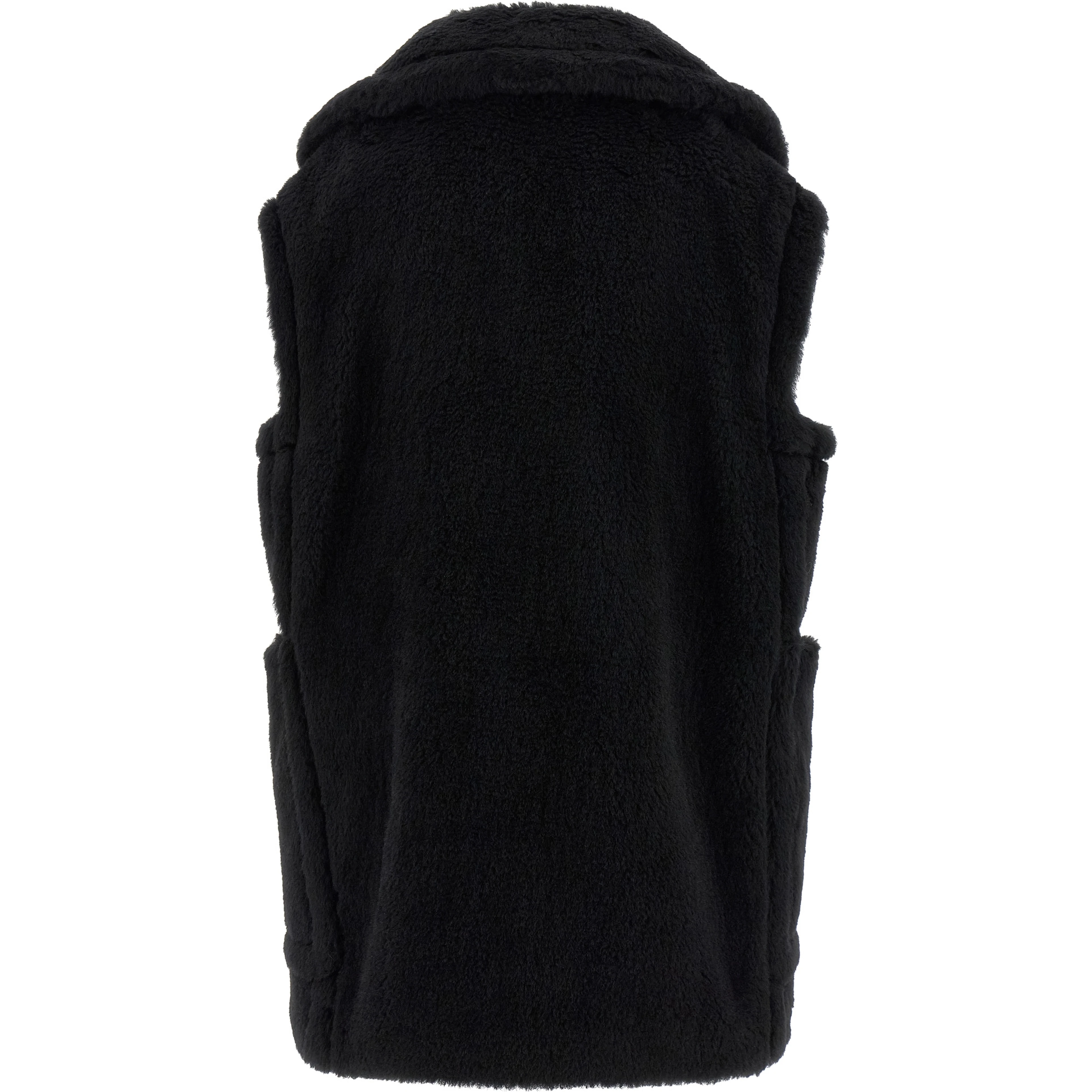 Black Alpaca Leather Sleeveless Jacket