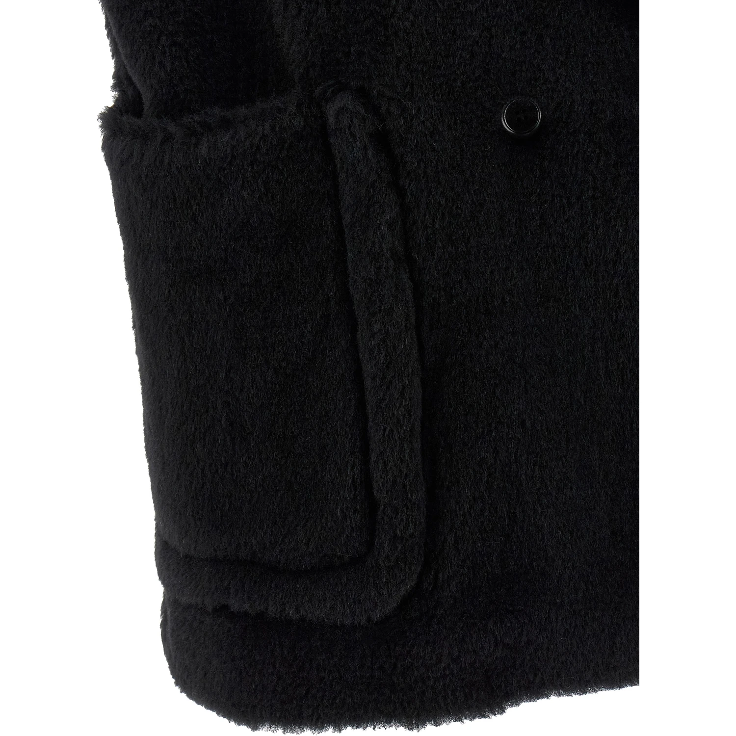 Black Alpaca Leather Sleeveless Jacket