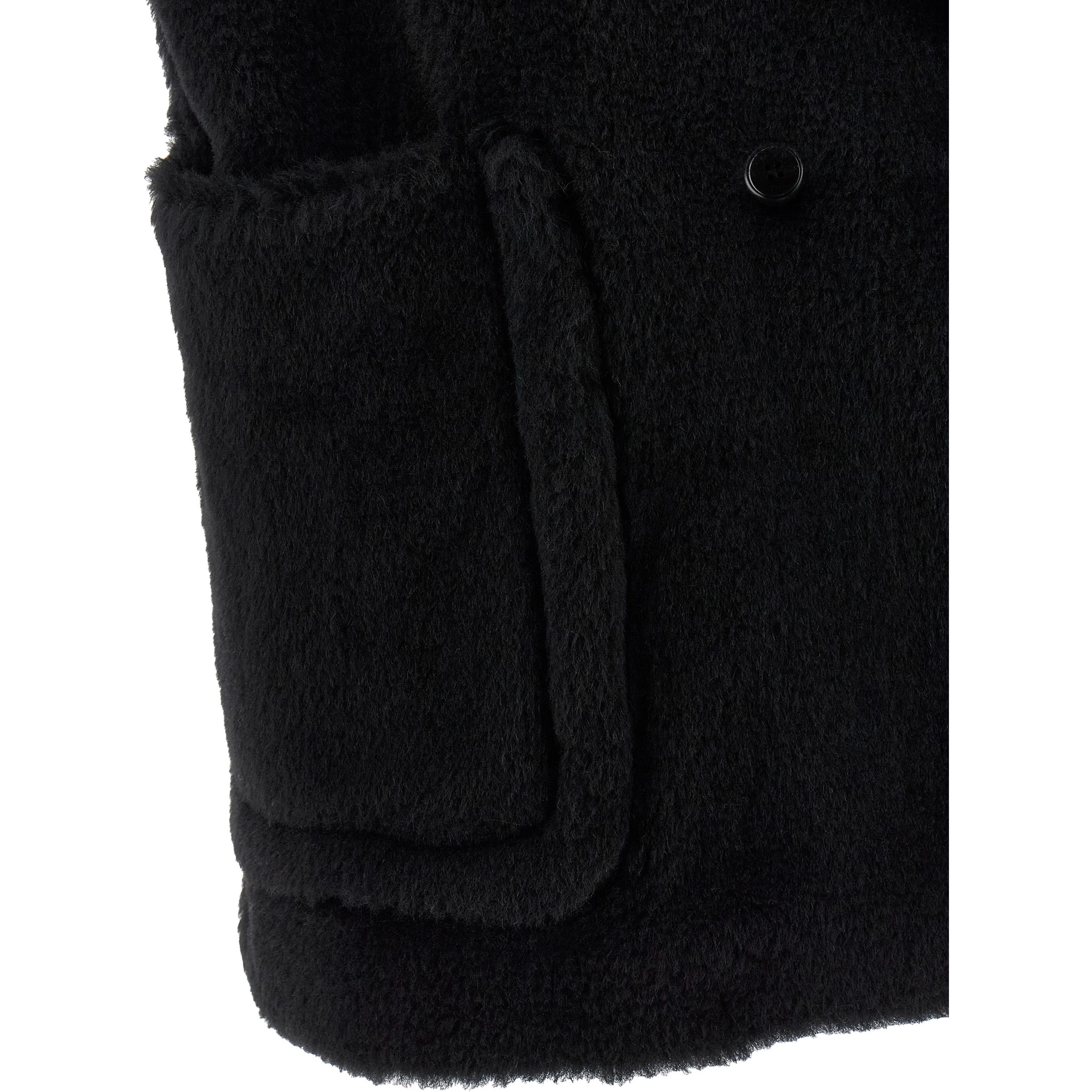 Black Alpaca Leather Sleeveless Jacket