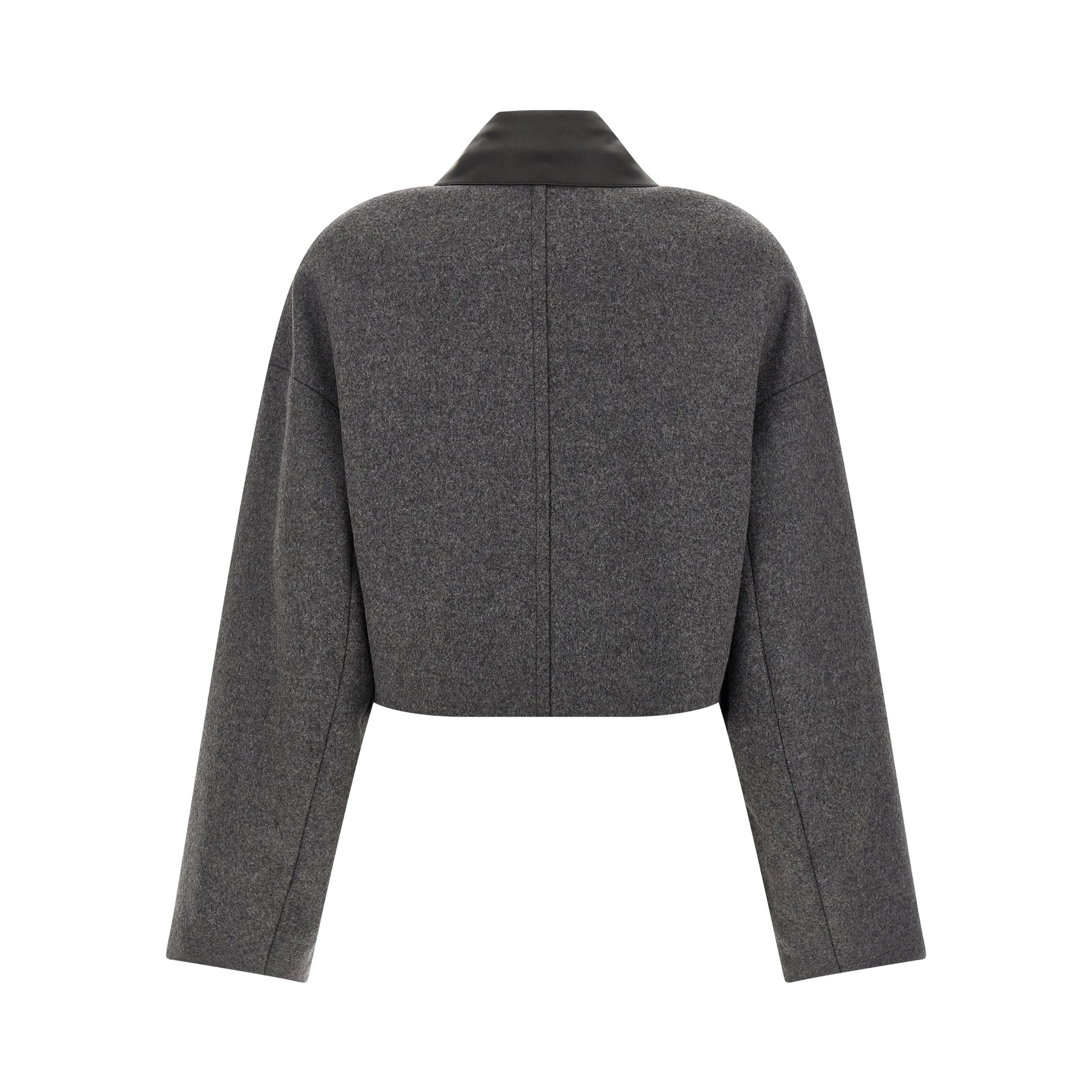 Gray Virgin Wool Full-Length Jacket