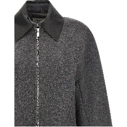 Gray Virgin Wool Full-Length Jacket