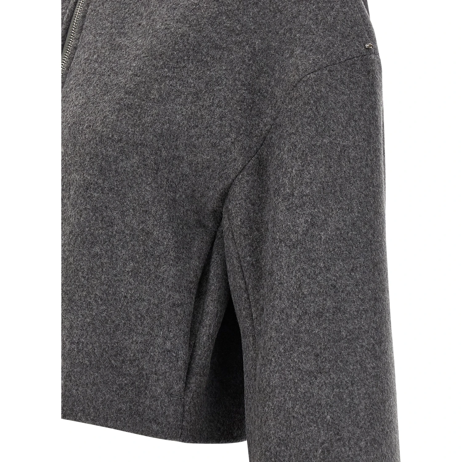 Gray Virgin Wool Full-Length Jacket