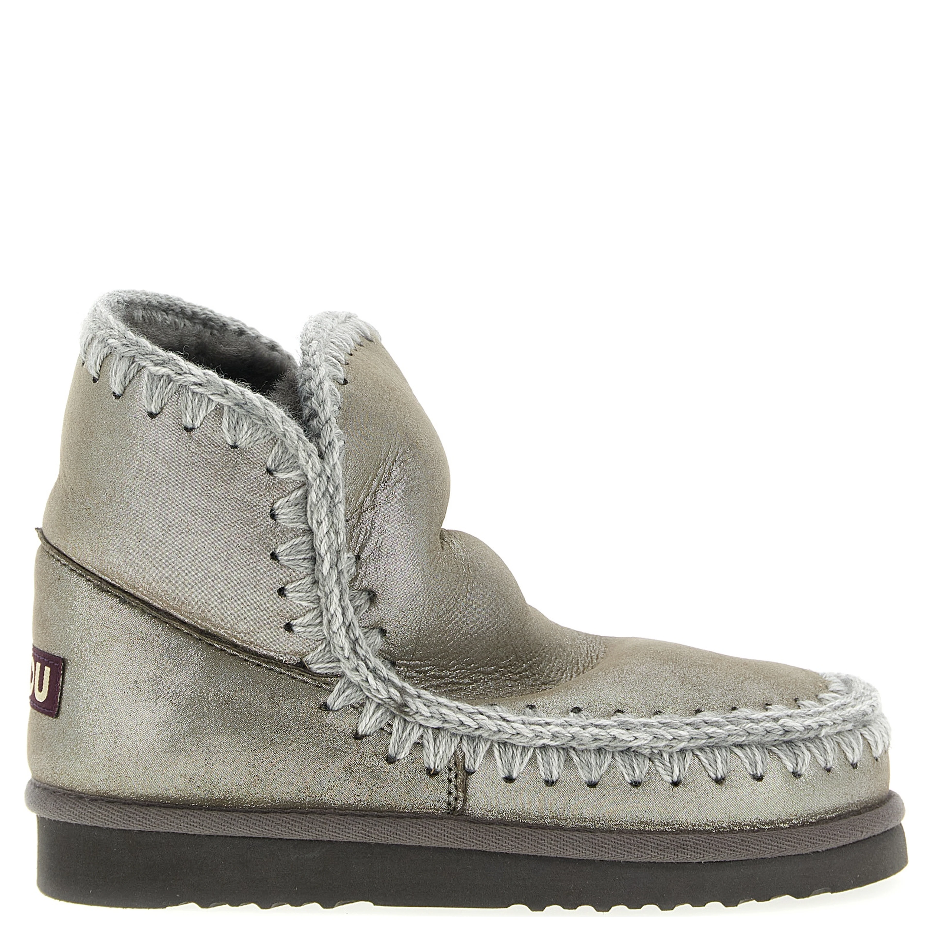 Silver Lambskin Ankle Boots