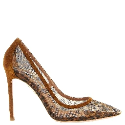 Brown Textile High Heel Pumps
