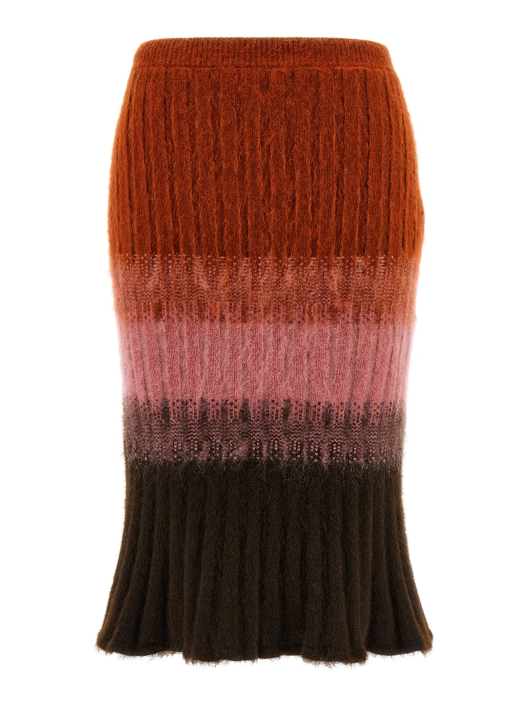 Multicolor Wool Midi Skirt