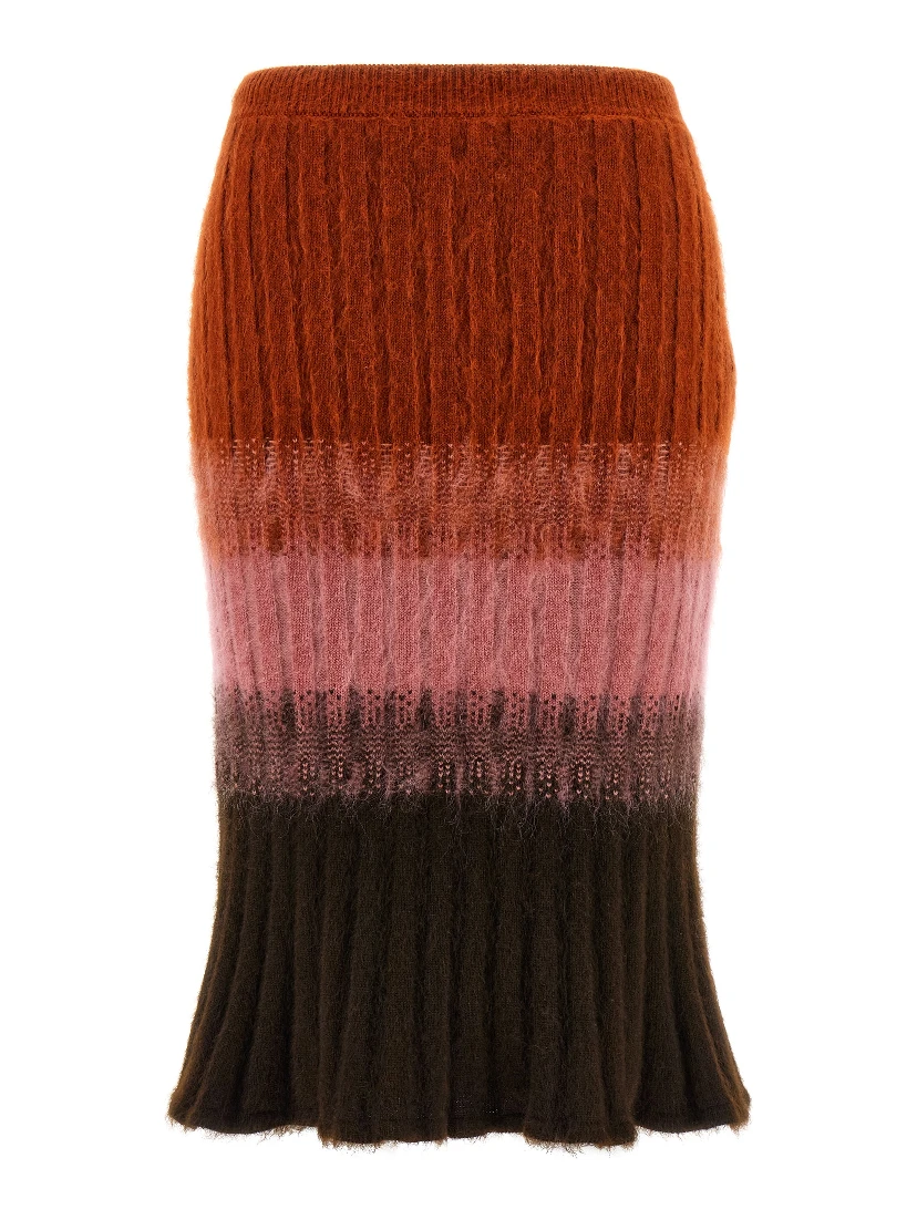 Multicolor Wool Midi Skirt