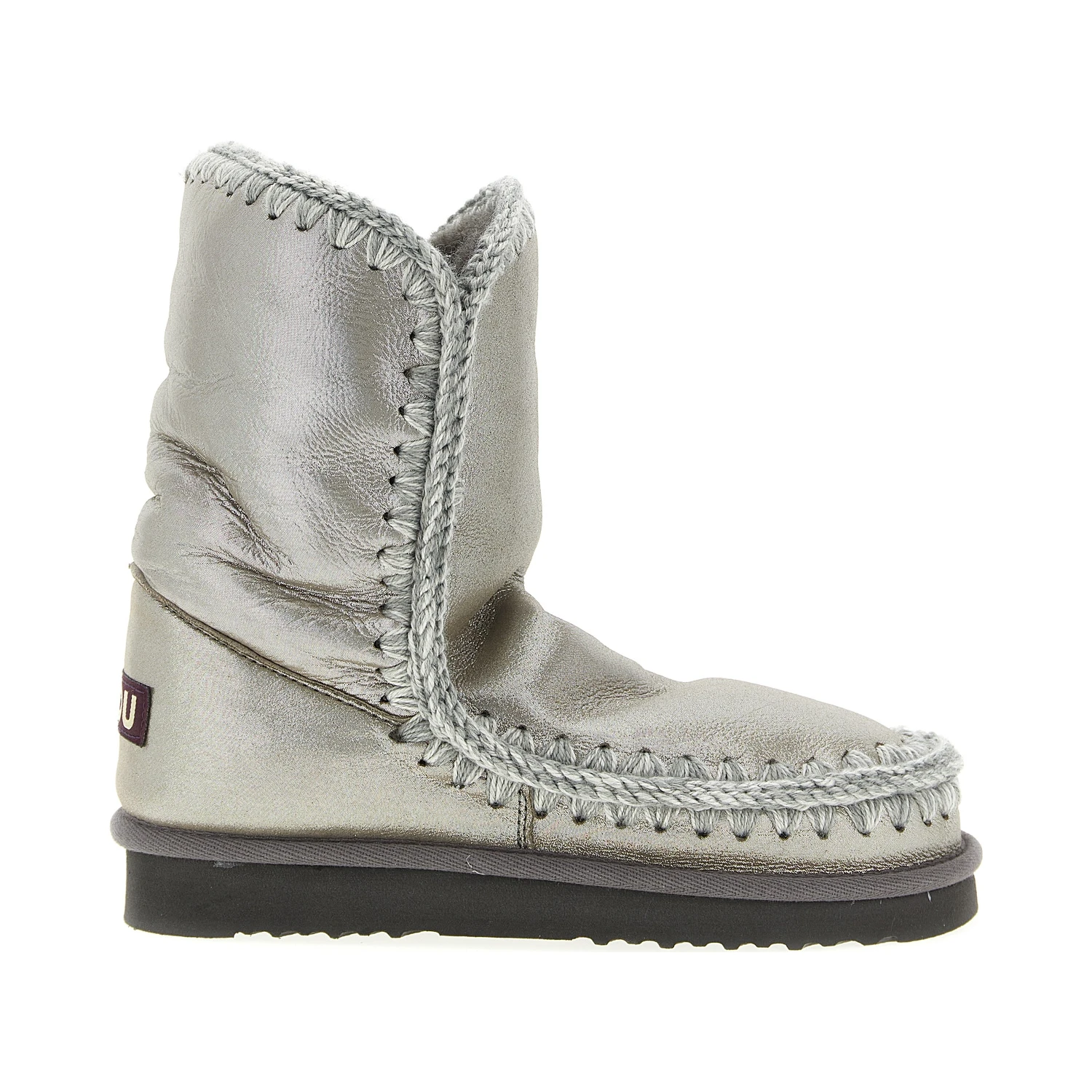 Silver Lambskin Ankle Boots