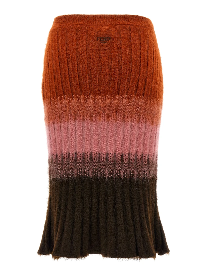 Multicolor Wool Midi Skirt