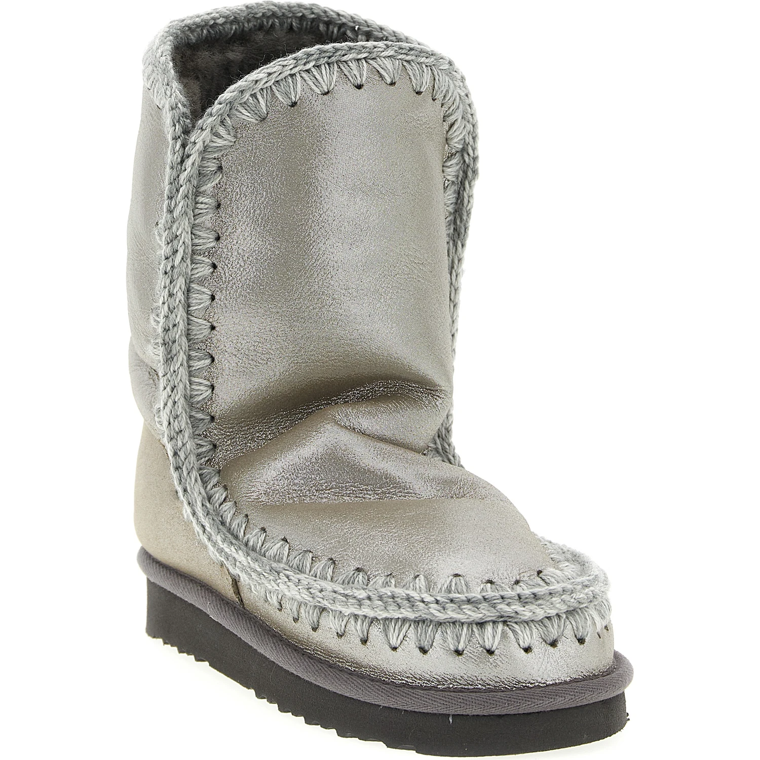 Silver Lambskin Ankle Boots