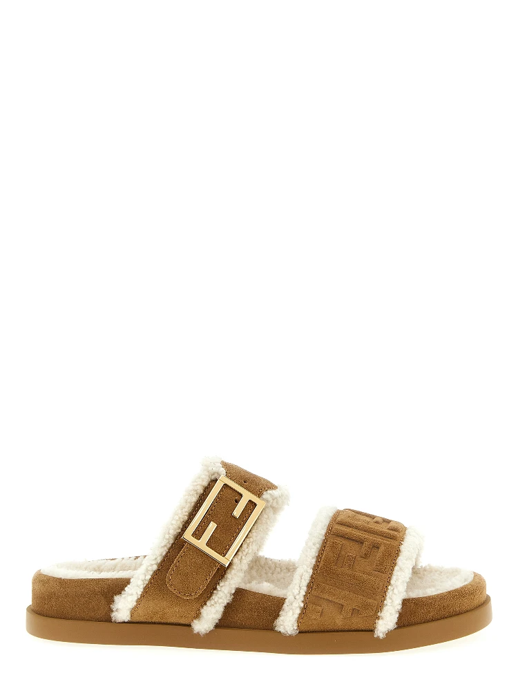 Beige Calfskin Slides