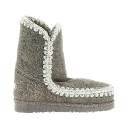 Gray Lambskin Ankle Boots
