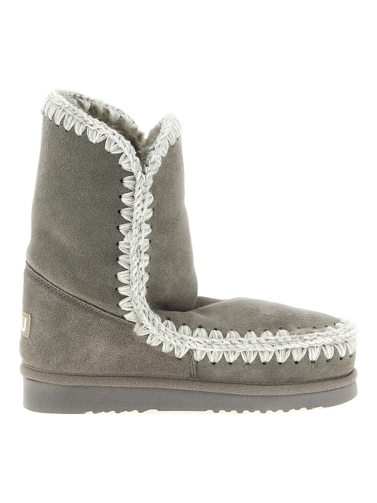 Gray Lambskin Ankle Boots
