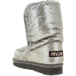 Silver Lambskin Ankle Boots