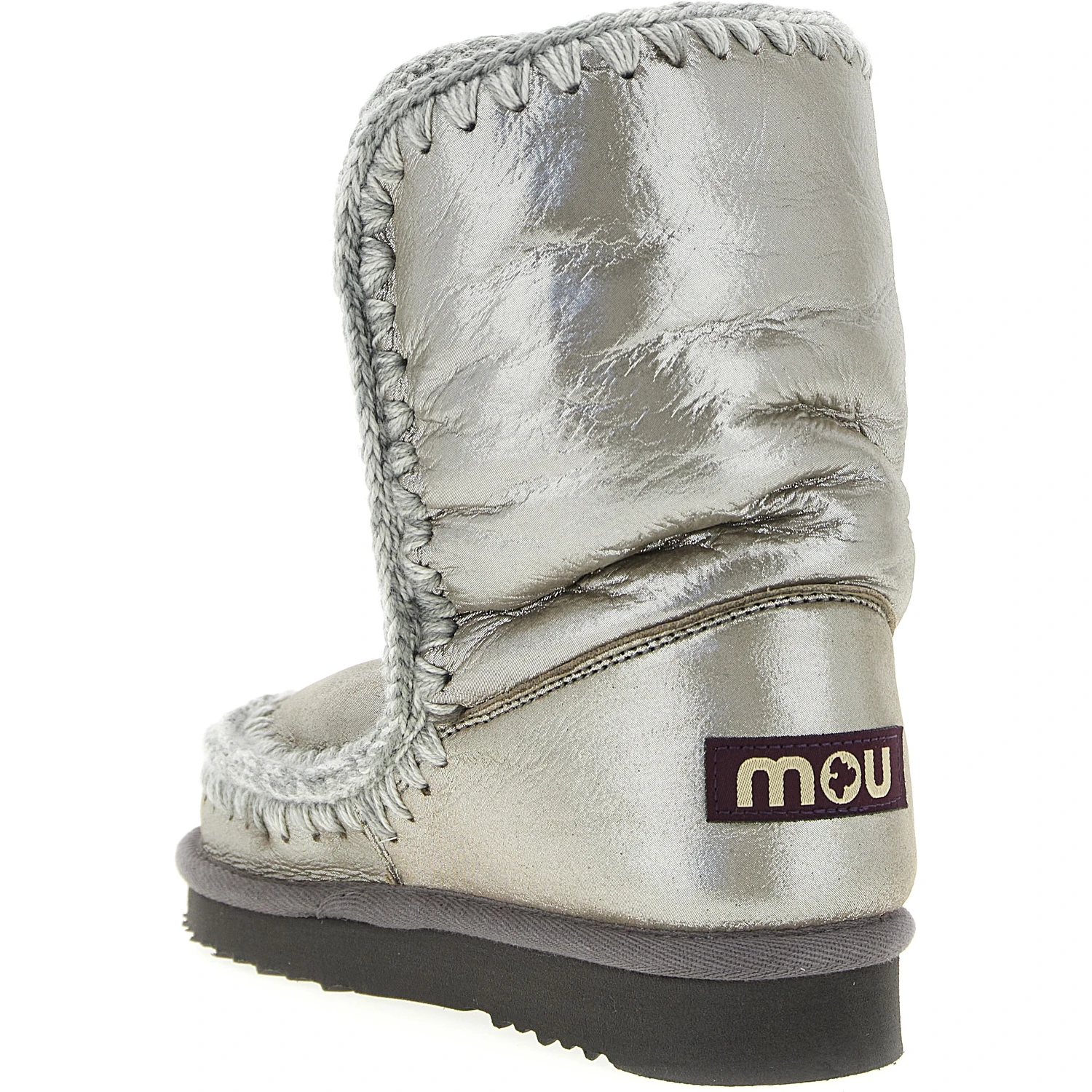 Silver Lambskin Ankle Boots
