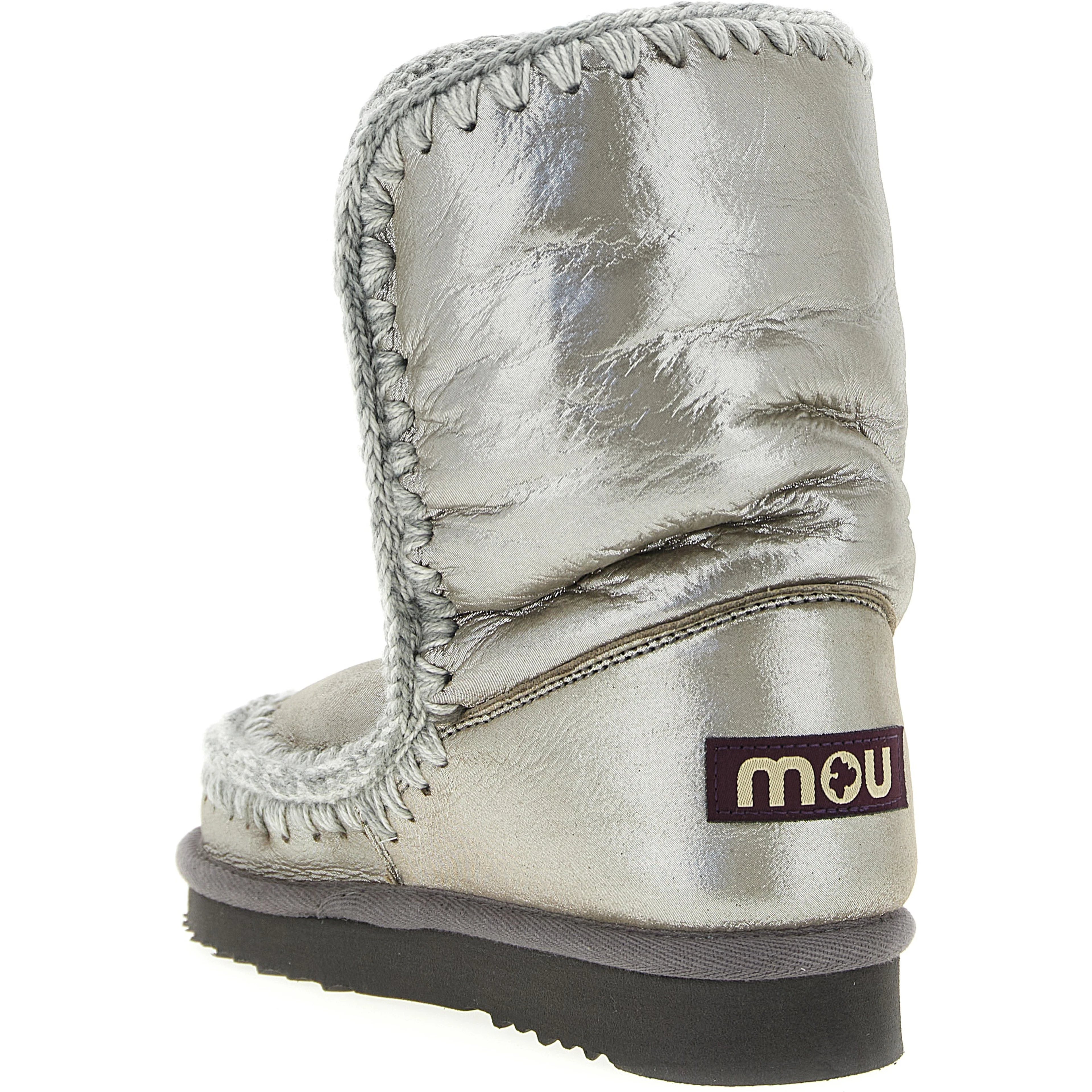 Silver Lambskin Ankle Boots