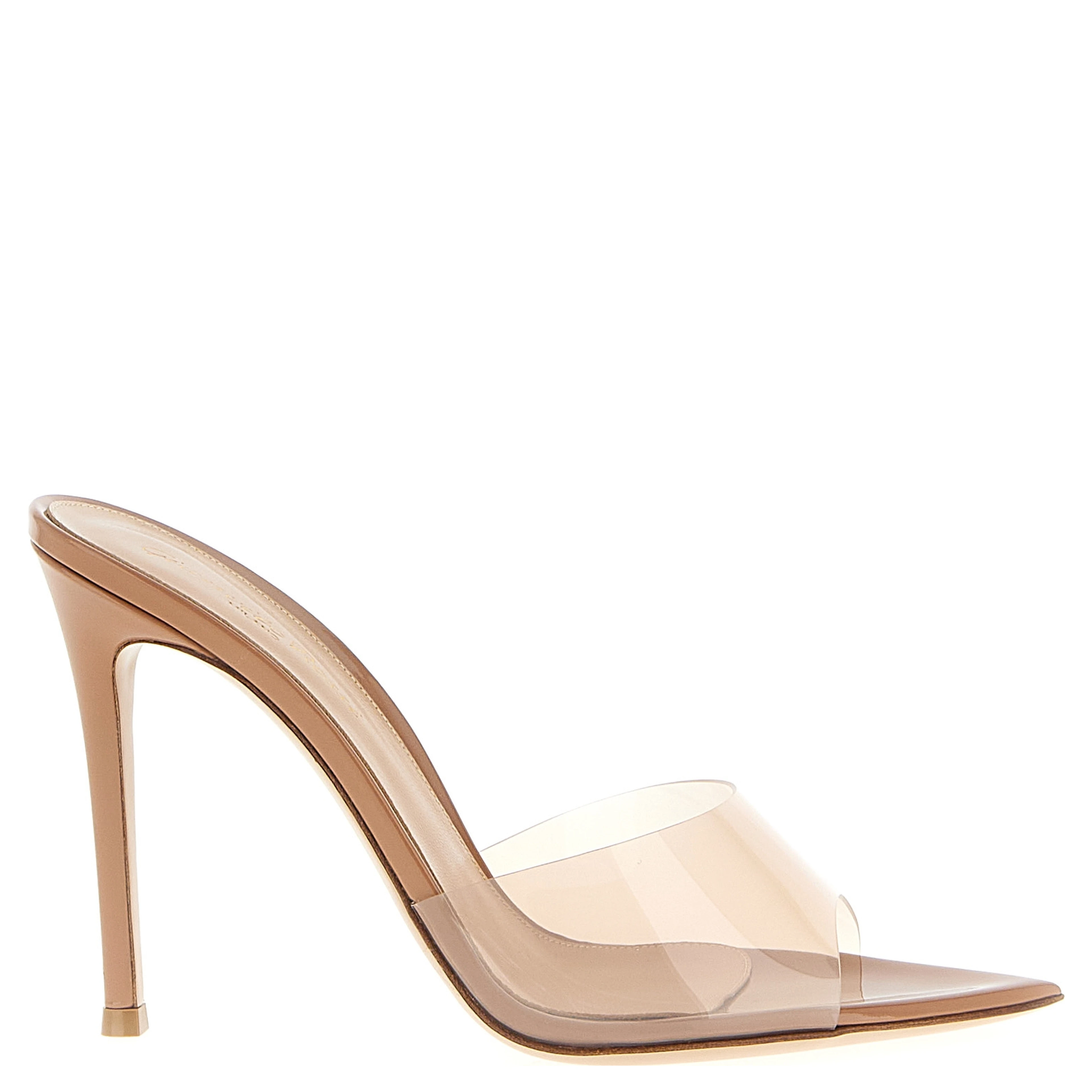Beige Plastic Stiletto Heel Sandals