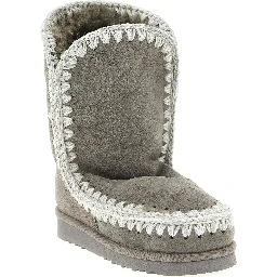 Gray Lambskin Ankle Boots